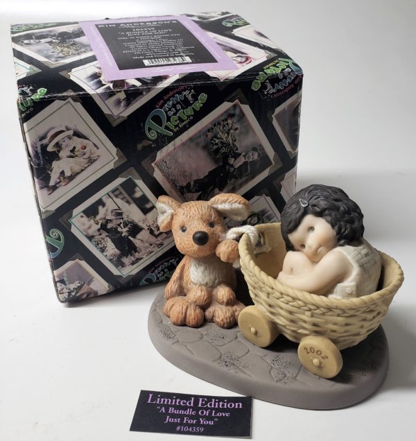 Kim Anderson's Pretty As A Picture "A Bundle of Love Just for You" Girl In Basket Wagon Figurine 104359