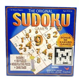 2005 The Original SUDOKU Game 100 Puzzles, Wood Playing Pieces, Sand Timer, Ages 8+