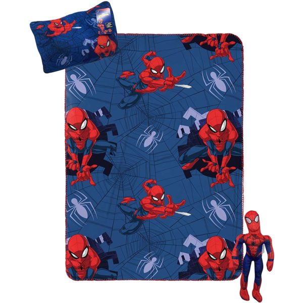 Marvel Spiderman Travel Set - 3 Piece Kids Travel Set Includes Blanket, Pillow, & Plush (Official Marvel Product)