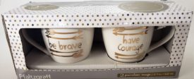 Pfaltzgraff Porcelain Gift Mugs "Be Brave" and "Have Courage" Set of 2