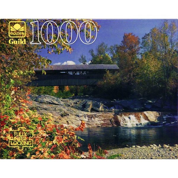 Vintage Golden Guild 1000 Piece Puzzle Covered Bridge Swiftwater, New Hampshire