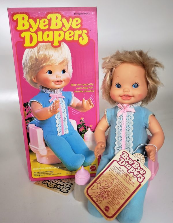 Vintage 1981 Mattel BYE BYE DIAPERS 15 Doll No Batteries Required No. 3396