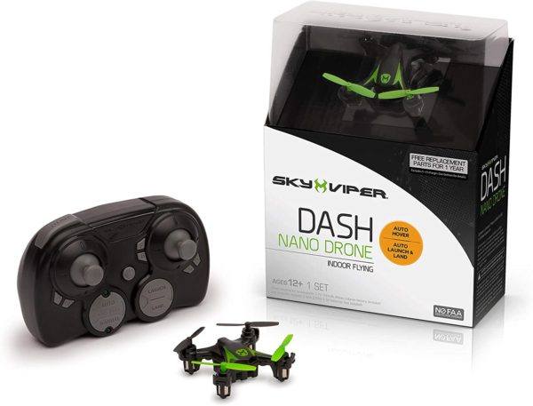 Sky Viper Dash Nano Drone Black/Green, 2 x 2 x 0.75"