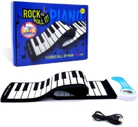 MUKIKIM Rock and Roll It - Piano. Roll Up Flexible Classic Toy Piano Keyboard for Kids. 49 Keys Hand Roll Silicone Portable Piano Pad. Flexible & Foldable