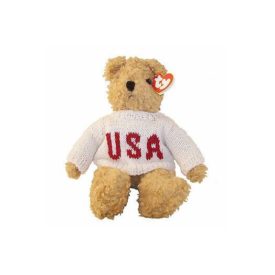 TY Classic Plush - BABY CURLY the Bear (USA Sweater) (11 inch)