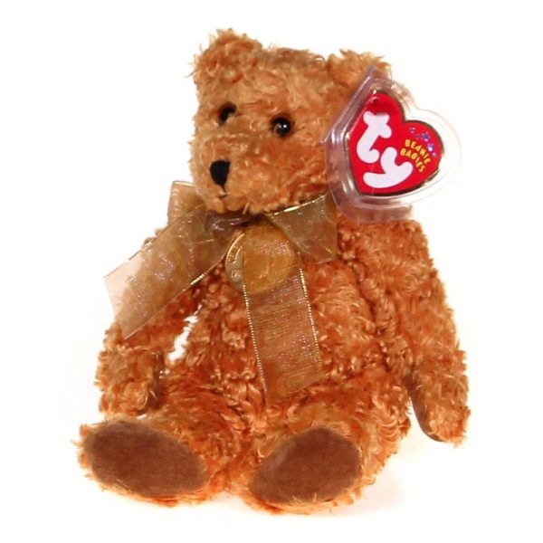 Ty Beanie Baby Babies Teddy Gold Coin Bear 100th Anniversary