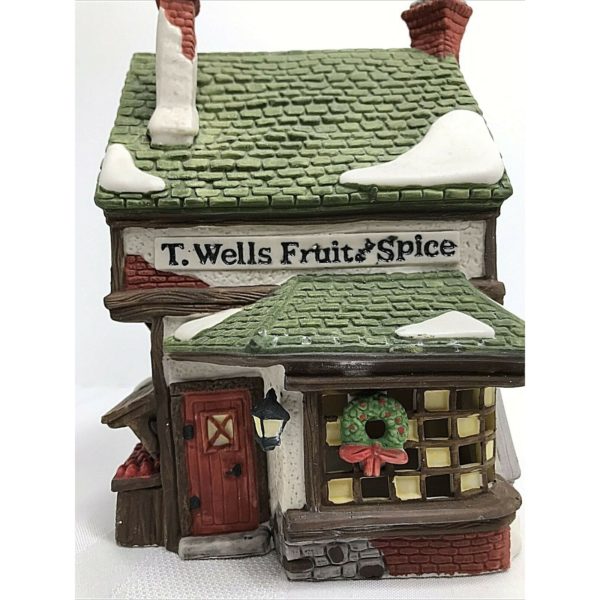 Dept 56 Heritage Dickens Village Lighted House - T. Wells Fruit And Spice Shop 5924-2