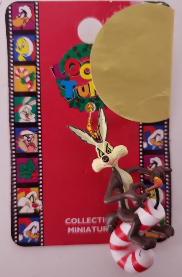 1997 Matrix Looney Tunes Miniature Ornament - Wile E. Coyote TNT Candy Cane