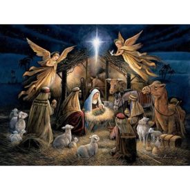 Bits and Pieces - 500 Piece Jigsaw Puzzle for Adults - in The Manger - 500 pc Christmas Religious Holy Nativity Jigsaw by Artist Ruane Manning