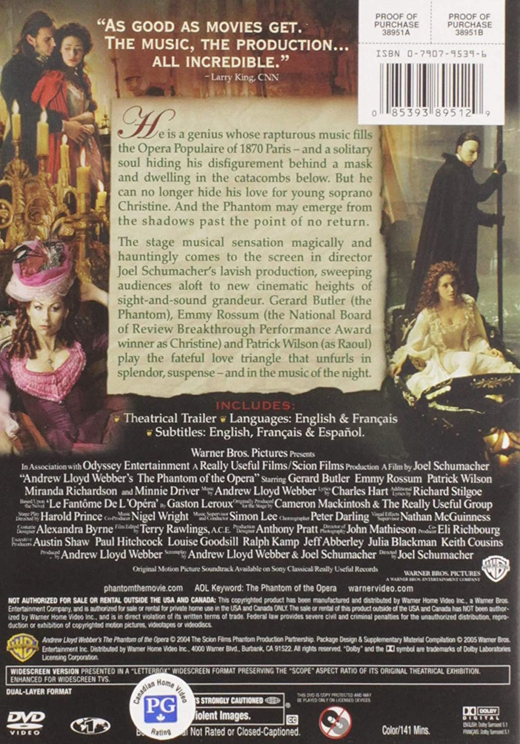 interpersonel Kirkestol fætter The Phantom of the Opera (Widescreen Edition) (DVD) - Nokomis Bookstore &  Gift Shop