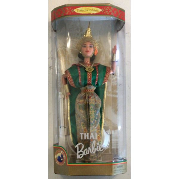 Barbie Year 1997 Collector Edition Dolls of The World 12 Inch Doll - Thai with Thailand Traditional Outfit, Cape, Jewelry, Headpiece, Hairbrush and Doll Stand