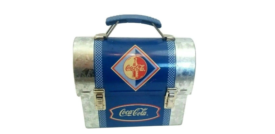 Coca Cola Coke Mini Lunchbox Tin Container Blue & Galvanized Steel Coke 6"