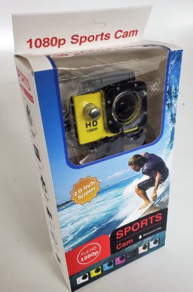 Sports Cam Full HD 1080p, Waterproof 30M, 2-inch LCD Kit (Yellow)