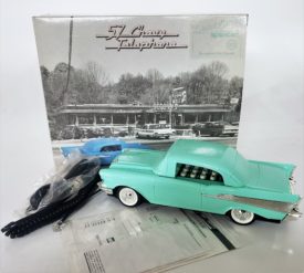 57 Chevy Vintage Collectors Car Telemania Push Button Telephone, Vintage Mint Green