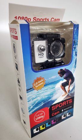 Sports Cam Full HD 1080p, Waterproof 30M, 2-inch LCD Kit (White)