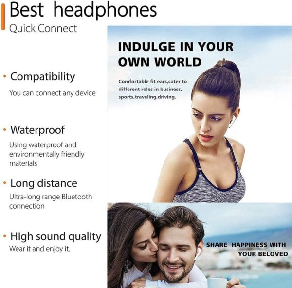 I12 TWS Wireless Earbuds, Bluetooth 5.0 Earbuds Touch in-Ear Wireless Earphones,24 Hours Play Time with Charging Case, hi-fi Stereo Earbuds