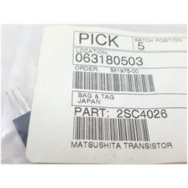 Matsushita VCR Replacement Transistor Part No. 2SC4026