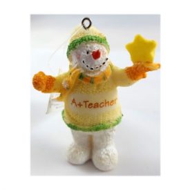 Russe Berrie & Co A+ Teacher Snowman Ornament 2.25