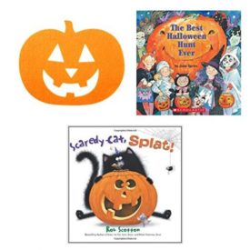 Kids Halloween Book Reader Bundle w/ Bonus Jack-O-Lantern Wall Hanging