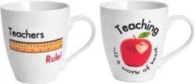 Pfaltzgraff Teachers Rule Mugs Gift Set of 2 Porcelain