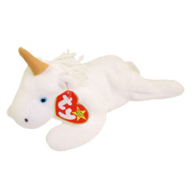 TY Beanie Baby - MYSTIC the Unicorn (tan horn & yarn mane) (8 inch)