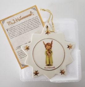 M.J. Hummel Porcelain Musical Angel 2-Sided Star Ornament by Gobel