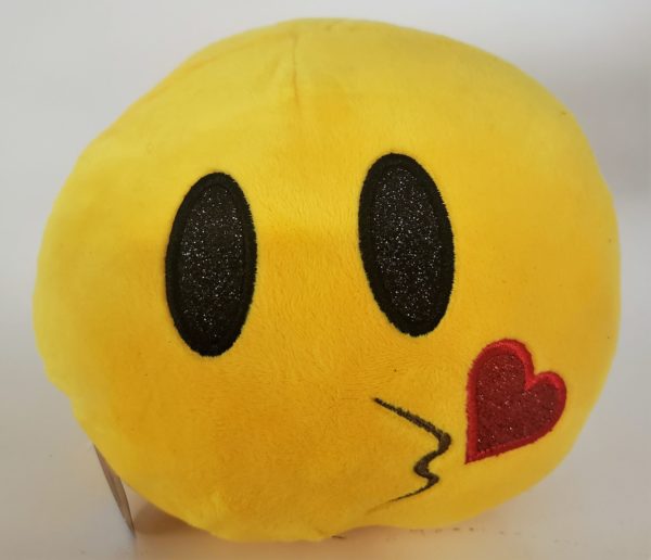 Nanco Smiley Face Plush Emoji Blowing a Kiss 6 Inch Yellow