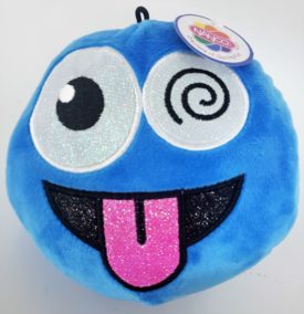 Nanco Smiley Face Plush Emoji Tongue Goofy Eyes 6 Inch Blue