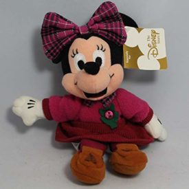 Disney Collectible Minnie Mouse Plush Pal with Faux Rose Austrian Crystal October Birthstone Necklace