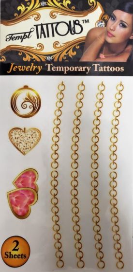 Maccabi Art Gold Jewelry Temporary Tattoos (2-sheets)