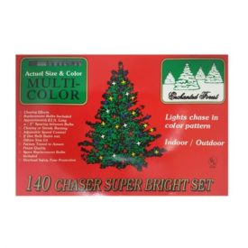 Enchanted Forest Super Bright Multi-color 140 Chaser Mini Light Set Green Wire