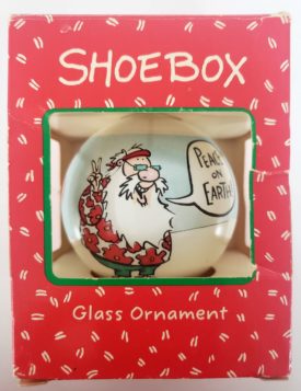 Shoebox Greetings Peace On Earth Ornament - Hippie Santa Gives The Peace Sign ZXS2911