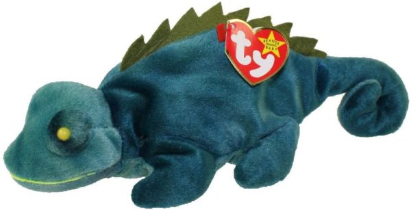 TY Beanie Baby - IGGY the Iguana (dark fabric w/ spikes)