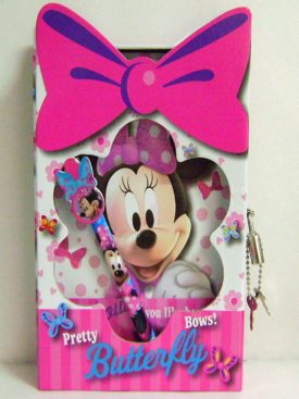 Disney Minnie Mouse Bowtique Notebook, Journal & Pen Set w / Die Cut window and Lock & Key