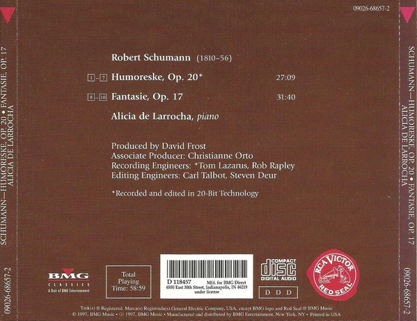 Schumann Humoreske Op. 20 Fantasie Op. 17 (Music CD)