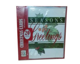 Christmas Cards & Envelopes Seasons Greetings 20 Count