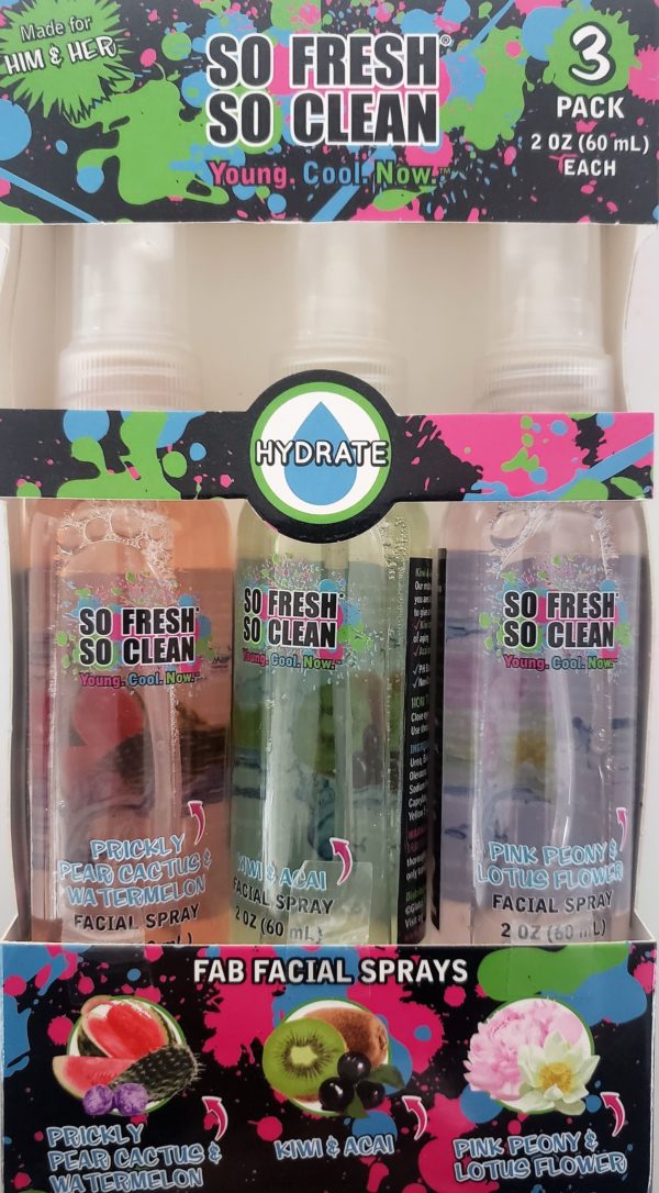 So Fresh So Clean 3 Pack Fab Facial Sprays, For Him & Her - Hydrate