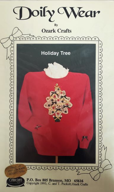 Doily Wear by Ozark Crafts Christmas Tree Applique Sewing Pattern #814