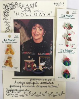 Creative Uniques Hobby Horse Holidays Appliqued Sweatshirt Pattern w/ Stoneware Buttons
