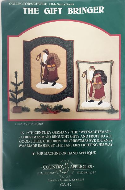 Vintage Pattern The Gift Bringer Santa Country Appliques #CA-57