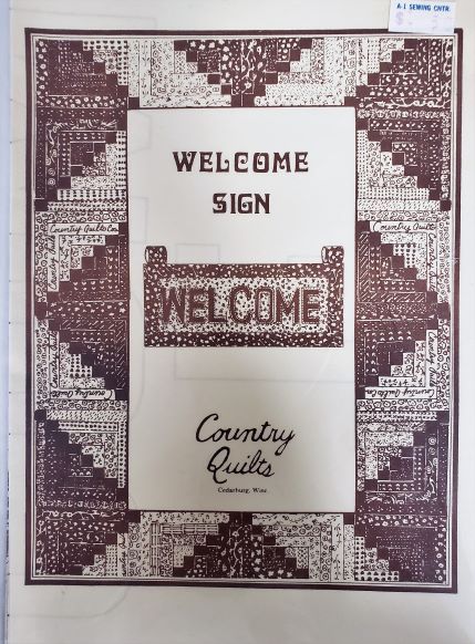 Vintage Country Quilts Welcome Sign Wall Hanging Pattern 7 x 18