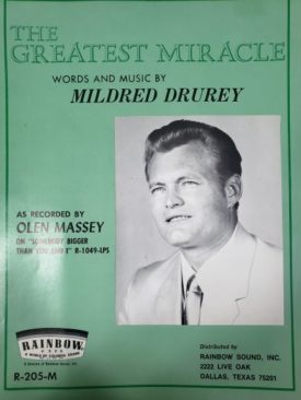 The Greatest Miracle: Words and Music by Mildred Drurey, 1970 Rainbow Sound (Vintage) (Sheet Music)