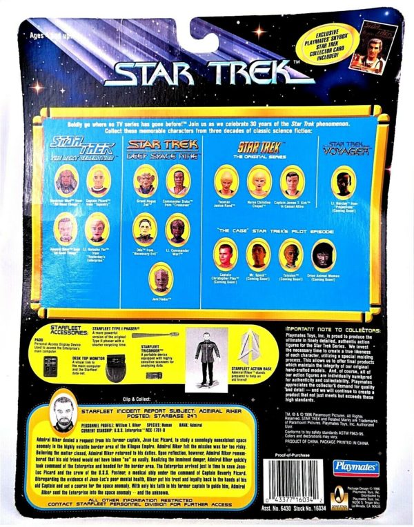Vintage 1996 Star Trek Next Generation Figure w/Accessories - Admiral William T. Riker