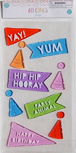 Party Decor Gel Clings Happy Birthday Signs and Hats 13 Piece
