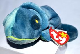 Ty Beanie Babies Rainbow (Blue Tye-Dye) Chameleon