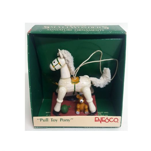 Vintage 1989 Enesco Small Wonders Miniature Ornaments Pull Toy Pony