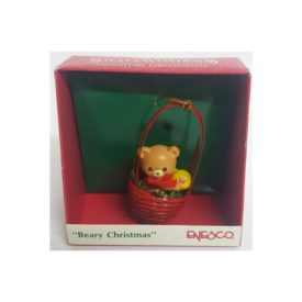 Vintage 1989 Enesco Small Wonders Miniature Ornaments Beary Christmas