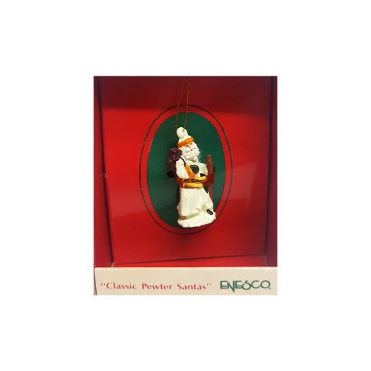 Vintage 1989 Enesco Small Wonders Miniature Ornament - Classic Pewter Santa