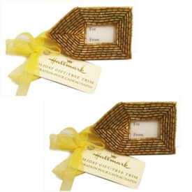 Vintage Hallmark Gold Beaded Gift Tags Set of 2