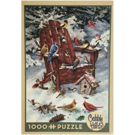 Cobble Hill Jigsaw Puzzle Adirondack Snow Birds 1000 Piece Birdhouse